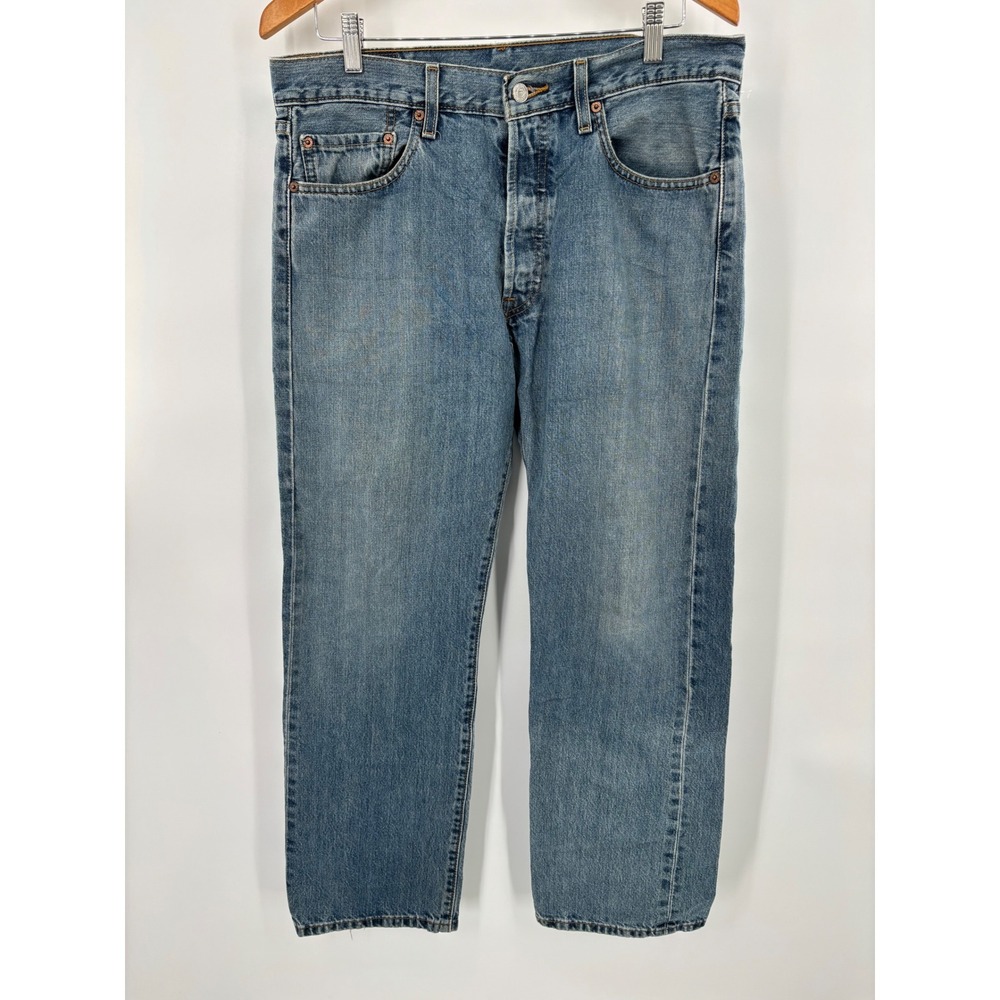 Vintage Levi's 501 Mens 34x30 Jeans Y2K Faded Distressed Blue Festival Denim